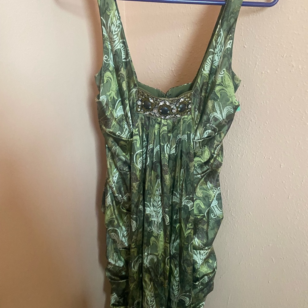 Green Patterned Sleeveless Top